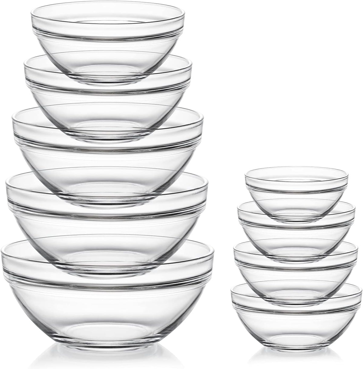 Sweejar Glass Mixing Bowls Set(set of 9),Nesting Bowls for Space Savin ...
