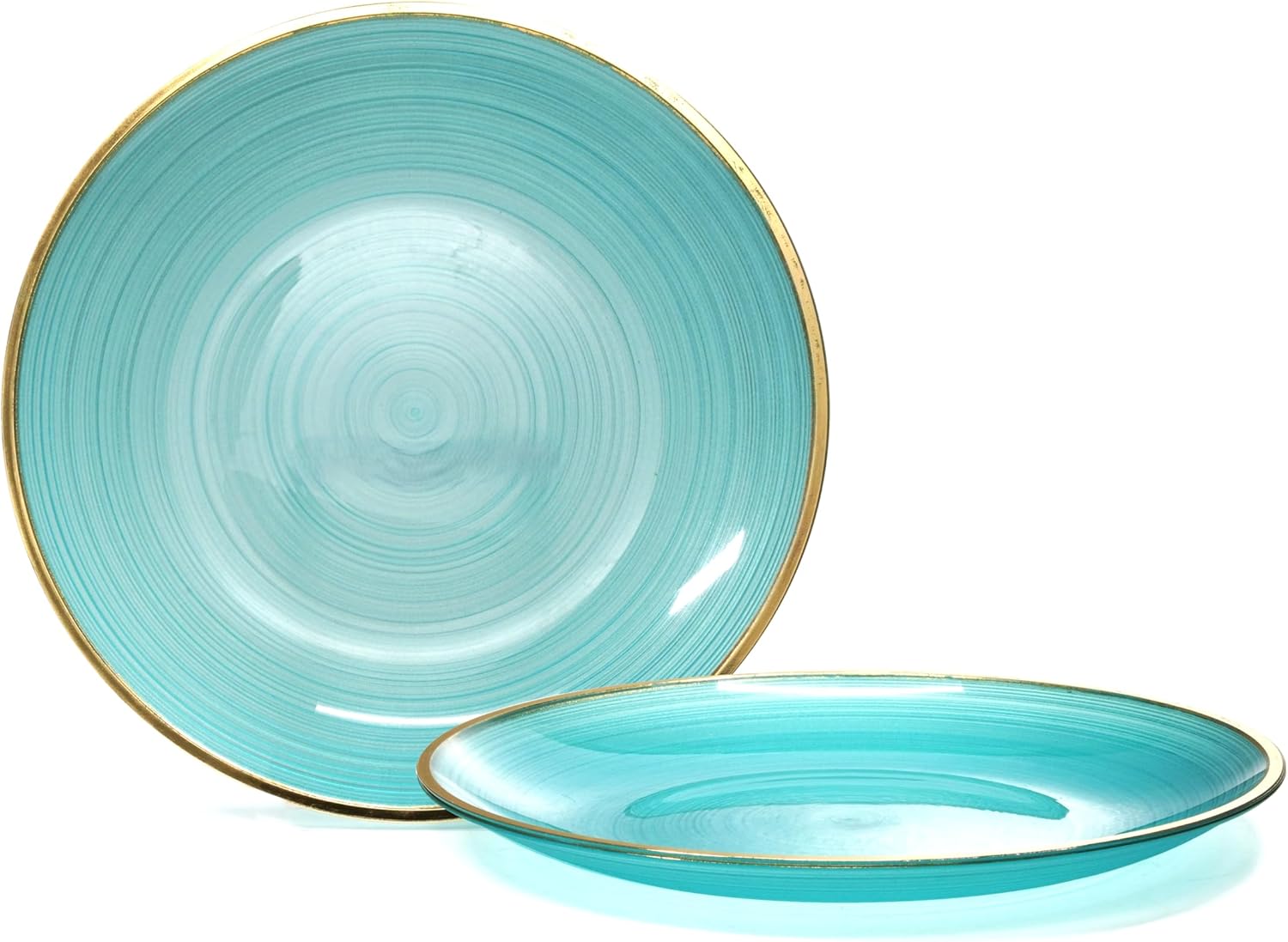 " OCCASIONS " 100 Plates Pack,(50 Guests) Premium Wedding Party Disposable Plastic Plates Set -50 x 10'' Dinner + 50 x 7'' Salad/Dessert (Belize in Aqua & Gold)