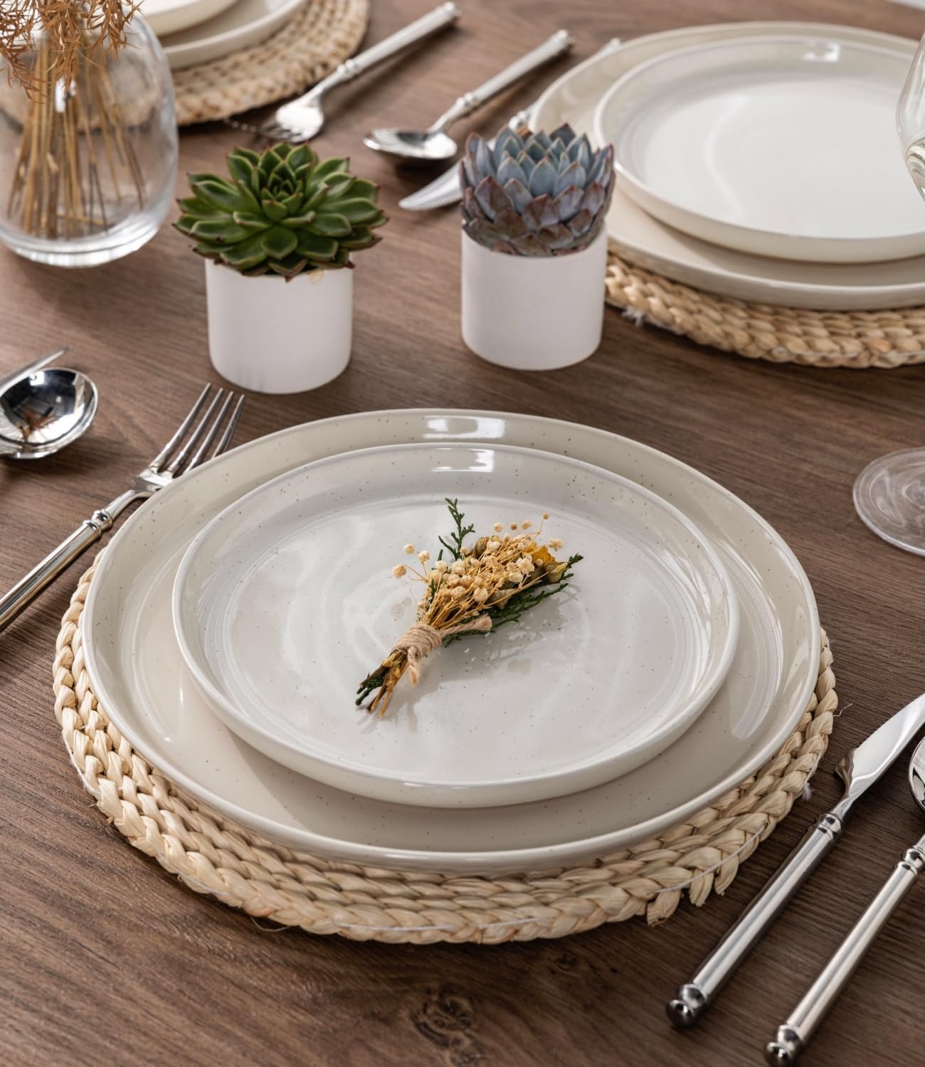 AmorArc Ceramic Appetizer Plates Set of 6, 8.25 Inch Handmade Stoneware Plates set for Dessert, Salad, Appetizer, Dinner, Microwave & Dishwasher Safe, Scratch Resistant