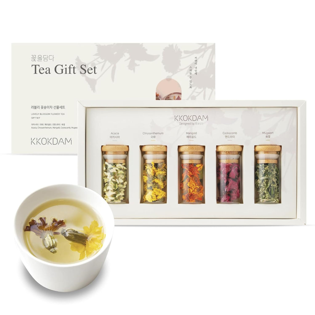 KKOKDAM Lovely Tea Gift Set – Premium Blooming Flowers Variety Pack - Fancy Gifts from South Korea - 5 Count