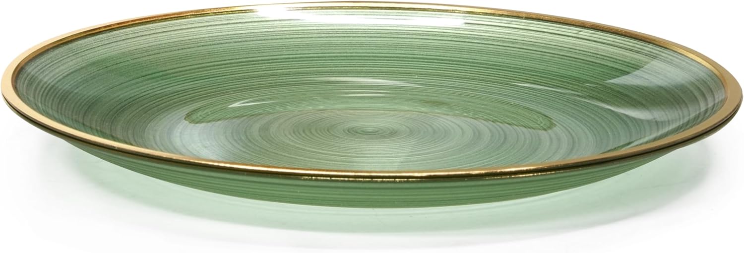 " OCCASIONS " 120 Plates Pack,(60 Guests) Premium Wedding Party Disposable Plastic Plates Set -60 x 10'' Dinner + 60 x 7'' Salad/Dessert (Belize in Green & Gold)