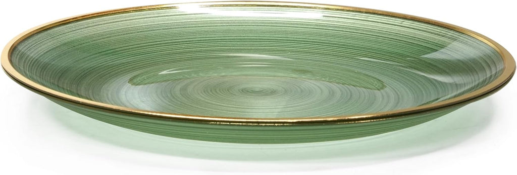 " OCCASIONS " 100 Plates Pack,(50 Guests) Premium Wedding Party Disposable Plastic Plates Set -50 x 10'' Dinner + 50 x 7'' Salad/Dessert (Belize in Green & Gold)