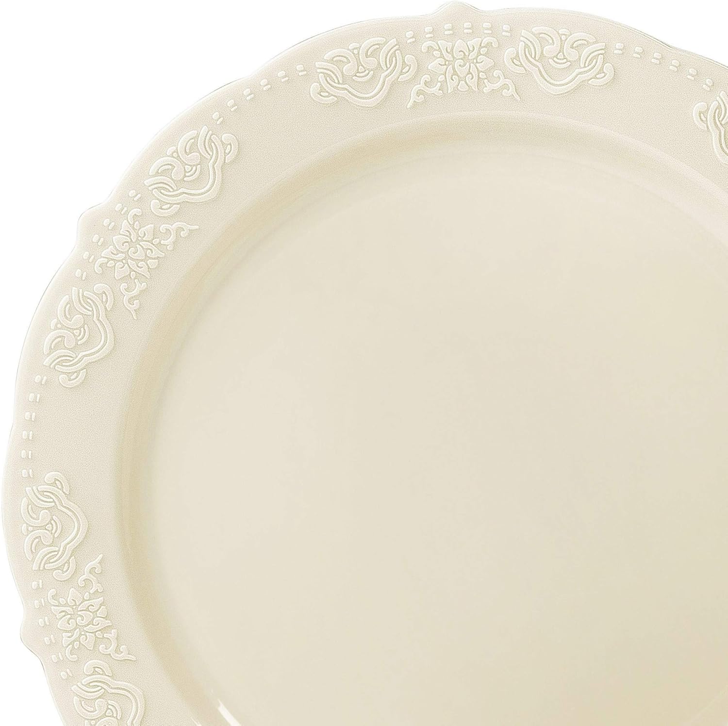 " OCCASIONS " 240 Plates Pack,(120 Guests) Vintage Wedding Party Disposable Plastic Plates Set -120 x 10.25'' Dinner + 120 x 7.5'' Salad / Dessert Plate (Portofino Ivory)