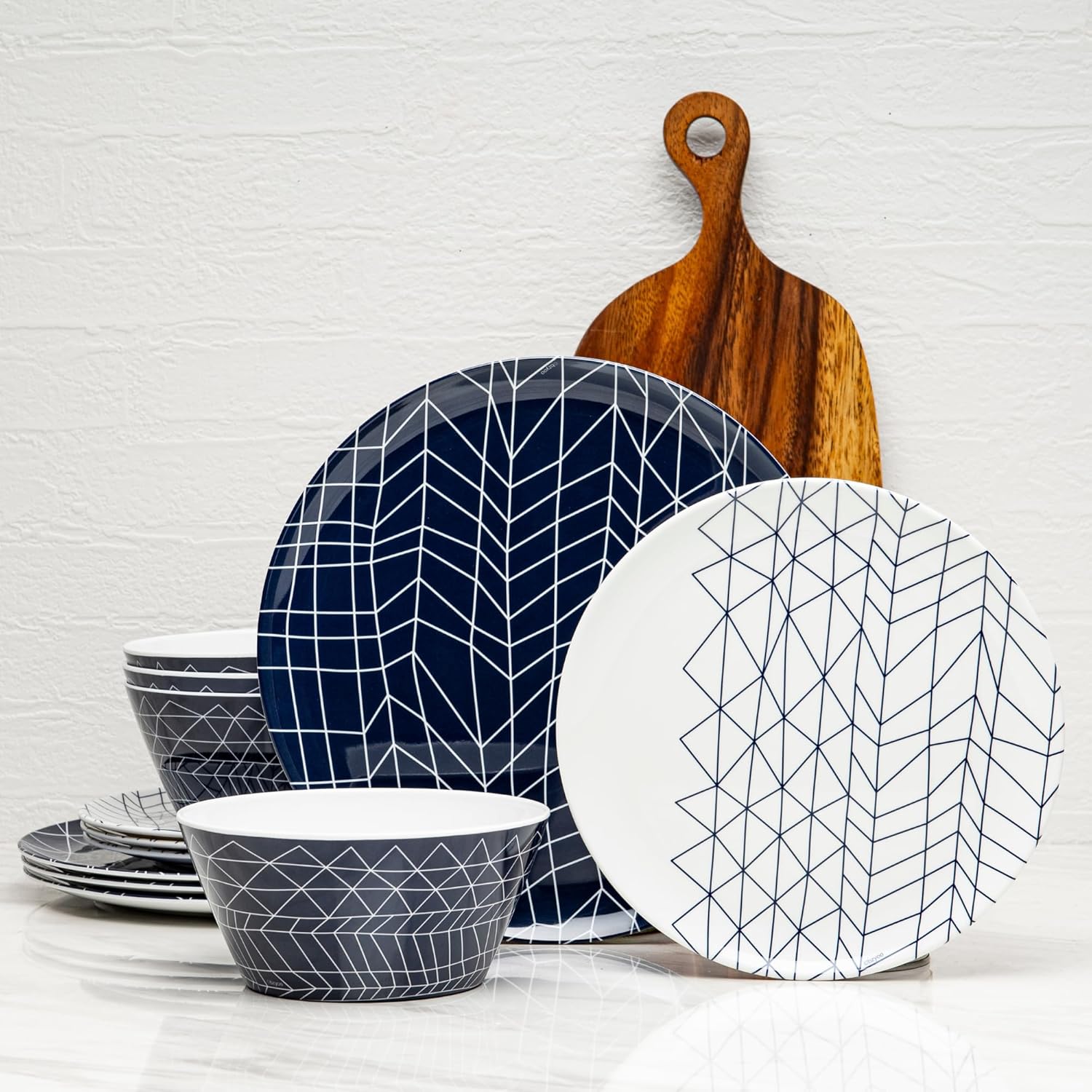 Bzyoo 12-Piece Melamine Dinnerware Set - Spidy | Lightweight, Durable, BPA-Free | Dishwasher Safe Dish Set for Indoor & Outdoor Use - Perfect for Camping, BBQs