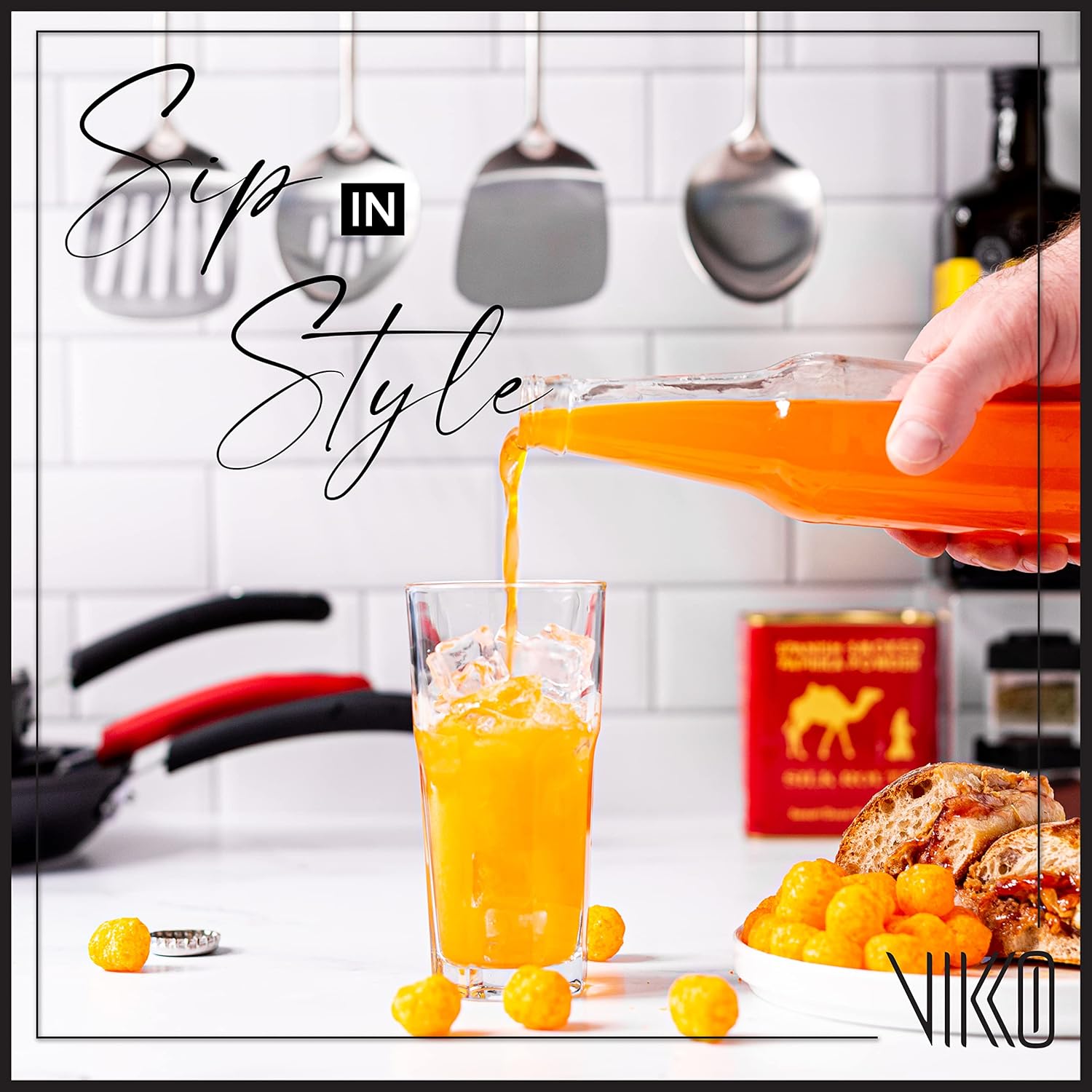 Vikko Drinking Glasses, Set of 6 Juice Glasses 9.5 Oz, Thick and Sturdy Kitchen Glasses, Dishwasher Safe Highball Glass Tumbler, Heavy Duty Cups, Water Glasses