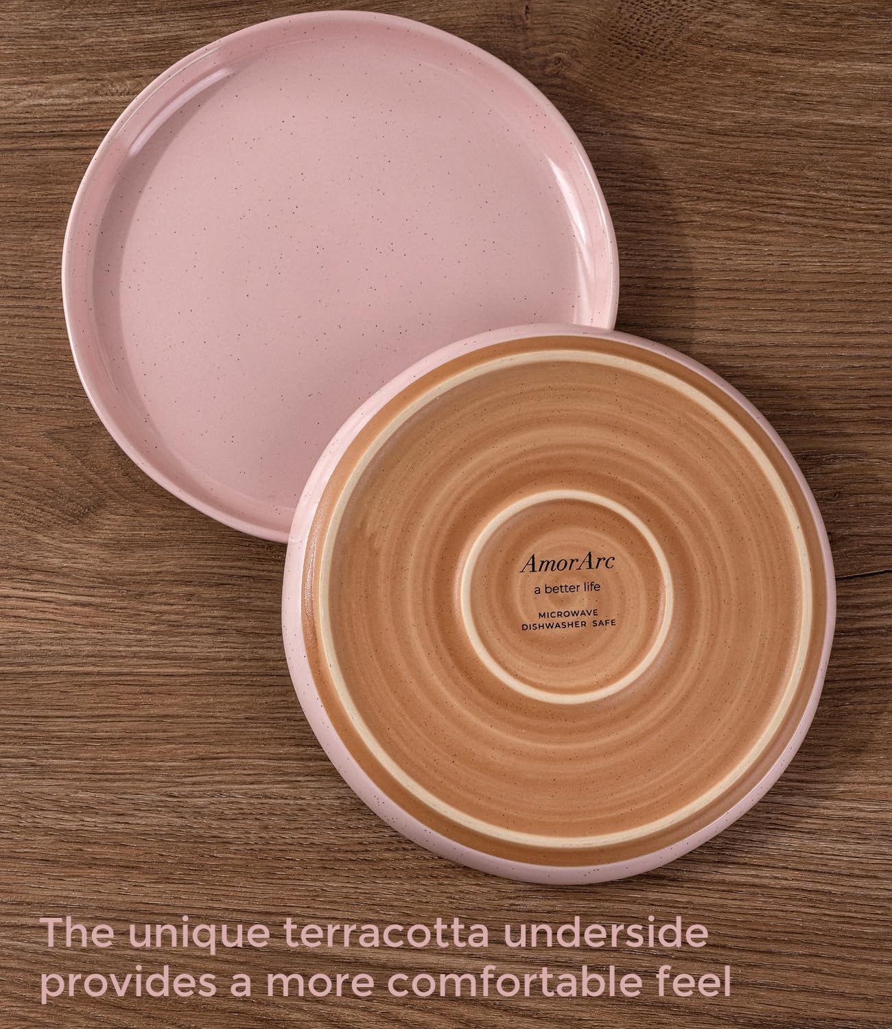 AmorArc Ceramic Appetizer Plates Set of 6, 8.25 Inch Handmade Stoneware Plates set for Dessert, Salad, Appetizer, Dinner, Microwave & Dishwasher Safe, Scratch Resistant-Cloud Pink