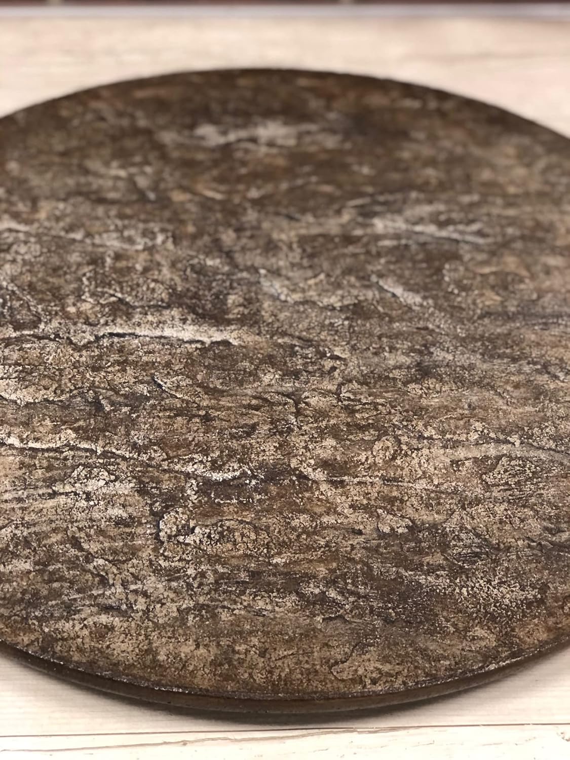 Unique Concrete Lazy Susan, Handcrafted, Made in The USA, Cement Turntable, Home-Decor (Fieldstone Brown, 24")