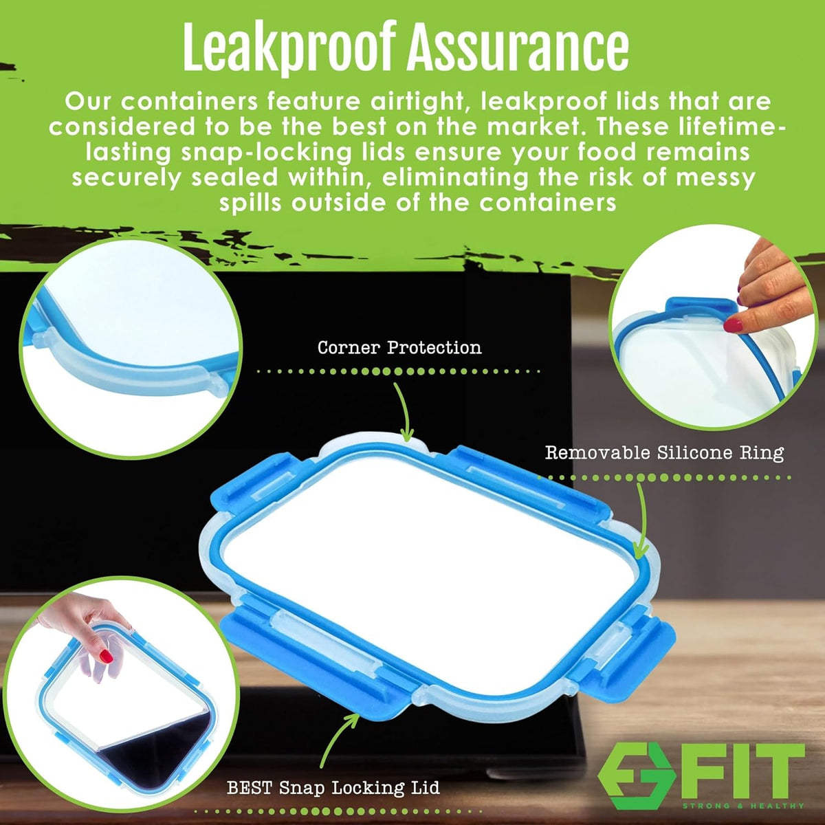 FIT Strong & Healthy Glass Meal Prep Containers with Lids, 1 & 2 & 3 C ...