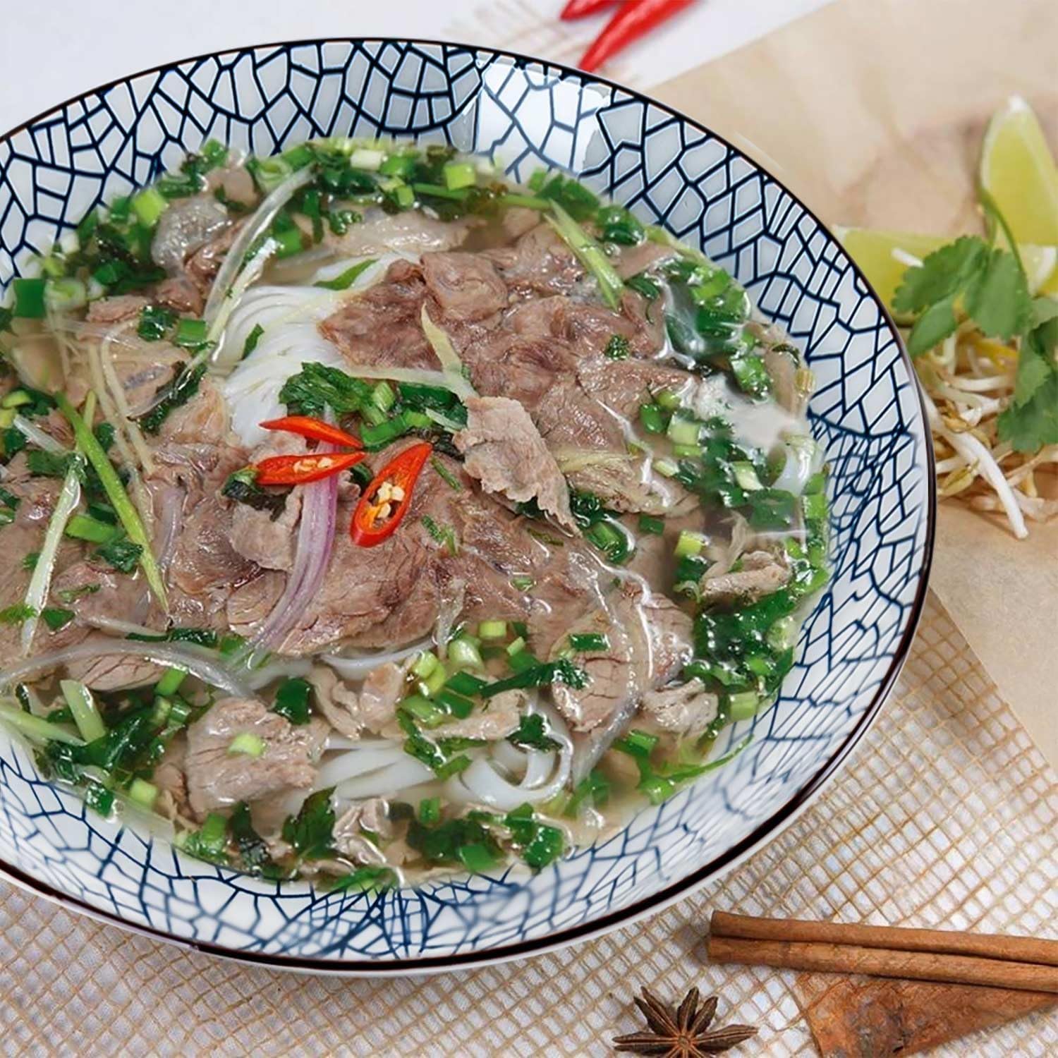 38 oz Japanese Ramen Bowls Set of 4, Large Pho Bowls, 8 Inch Ceramic Blue and White Soup Bowls, Leaf Pattern