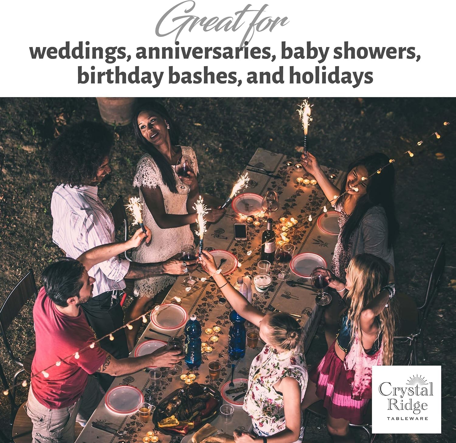 120-Piece Plastic Plates Set Premium 60 Dinner & 60 Salad Plates Pack, Disposable Plates for Party - White Plastic with Red Rim