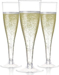 Prestee Set of 24 Clear Plastic Champagne Flutes - 4.5 oz Capacity Shatterproof Disposable Glasses - Suitable for Weddings, Cocktail Parties, and Outdoor Celebrations