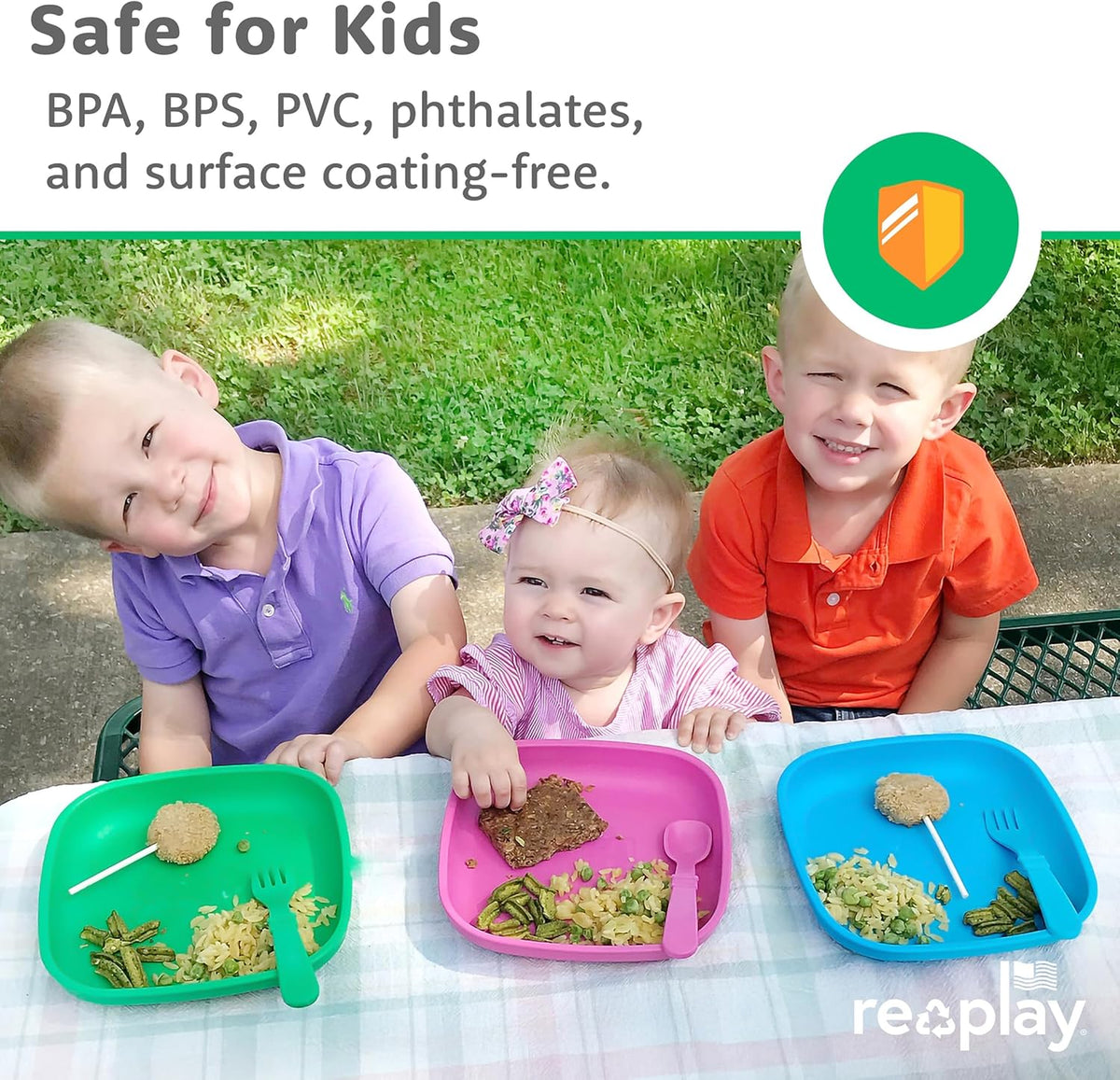 Re-Play Toddler Plates - 22 Oz. Deep-Walled Flat Kids Plates - Dishwas ...