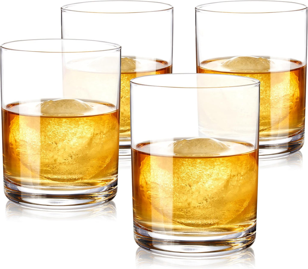 True Rocks Glass, Whiskey Tumblers, Old Fashioned Bourbon Scotch Brandy Rum Drinking Glasses, Whiskey Glasses Perfect for Wedding, Anniversary, Housewarming, Cocktail Party, Home Bars, 12 oz, Set of 4