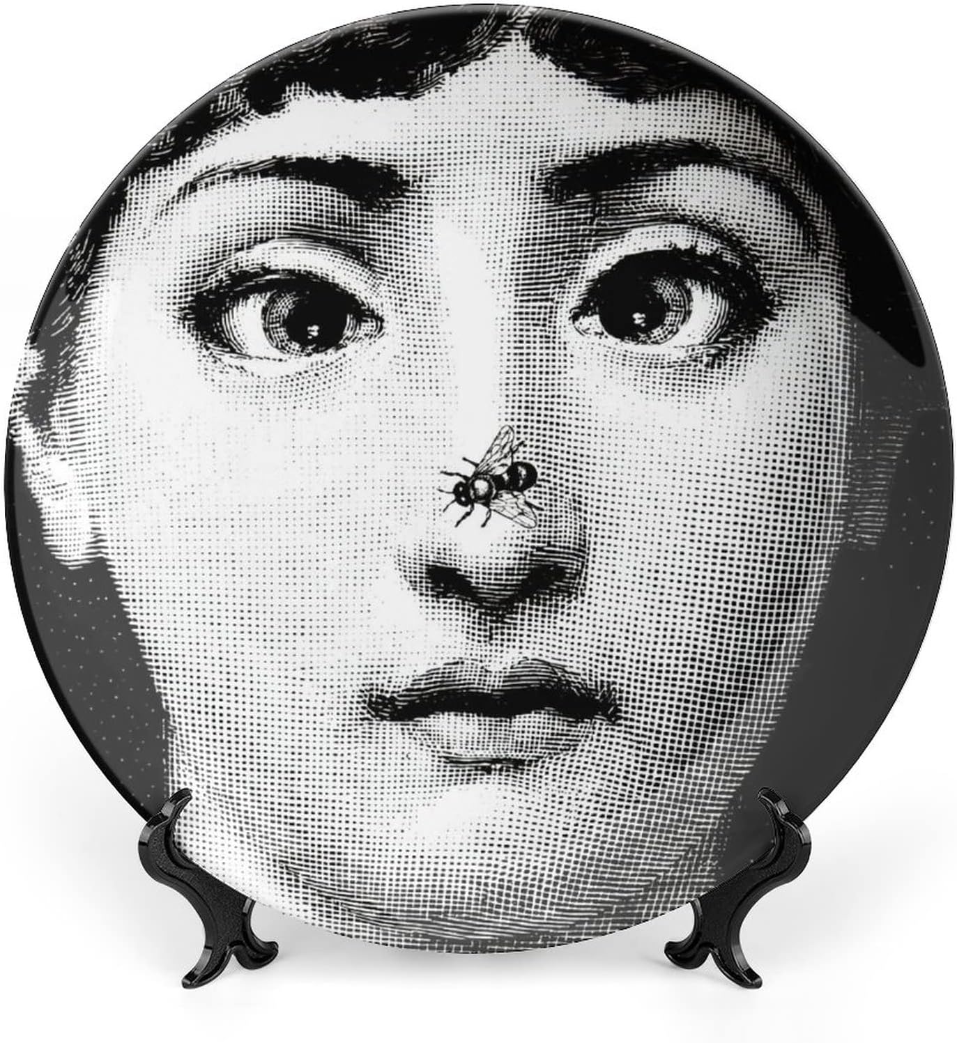 Lina Cavalieri Plate, Fornase Decorative Plate Face Makeup Plate Wall Hanging Decoration,Including Bracket and Special Spring Hook,Style-7,6inch