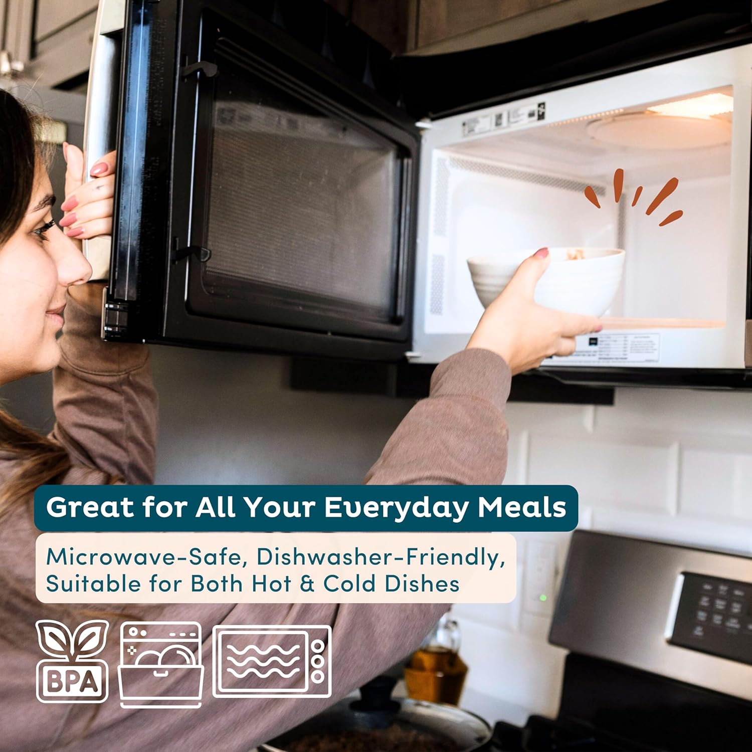 Nook Theory 8-Pack Reusable Wheat Straw Bowls - 26 oz Non Toxic Kids Bowls, Microwave Safe & Dishwasher Safe Cereal and Snack, Unbreakable Dinnerware (Coral)