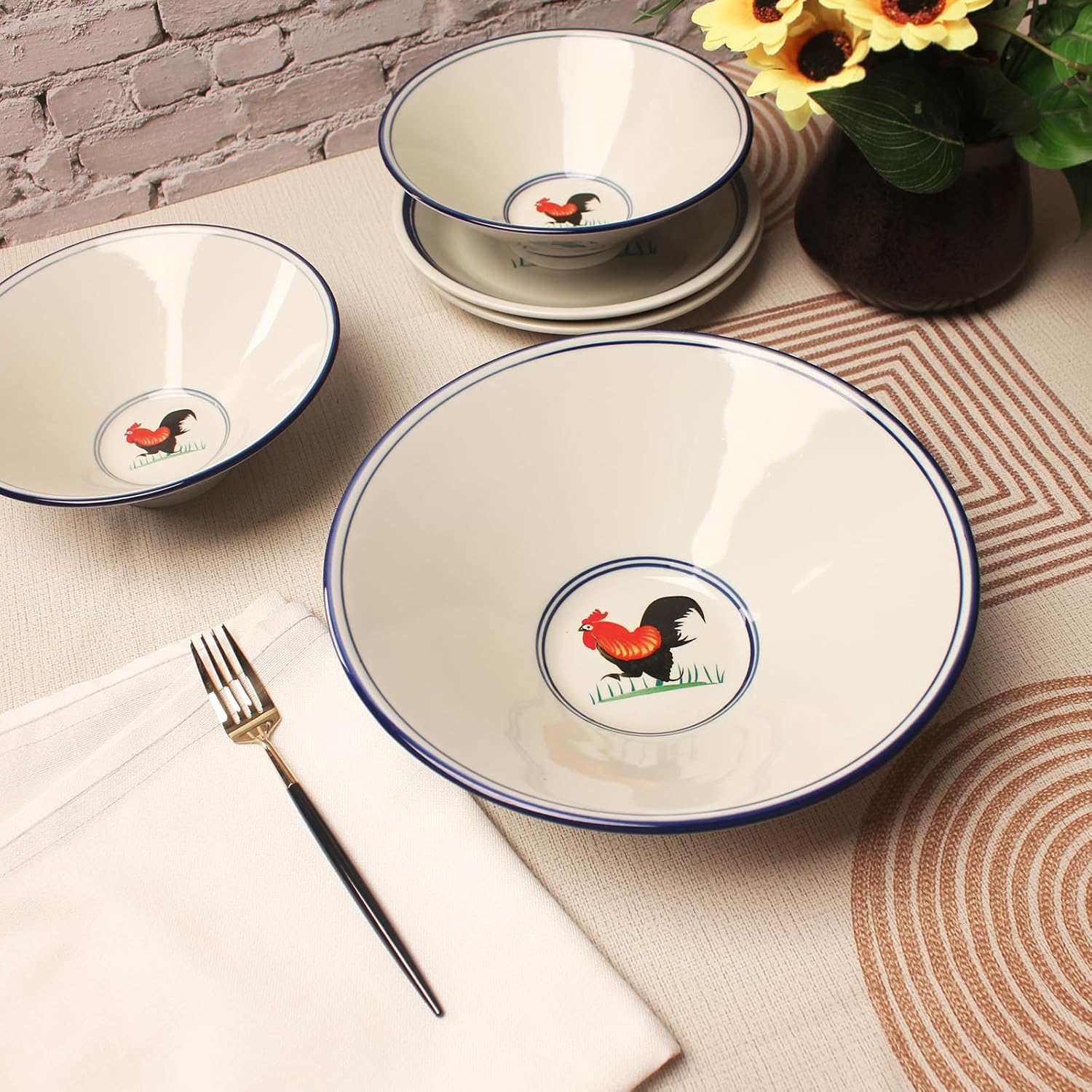 porcelain Japanese Ramen Bowls Soup Bowl, Microwavable, Dishwasher Safe, for Rice, Udon, Soba, Pho, 35 oz, Set of 2, 9.3 Inch