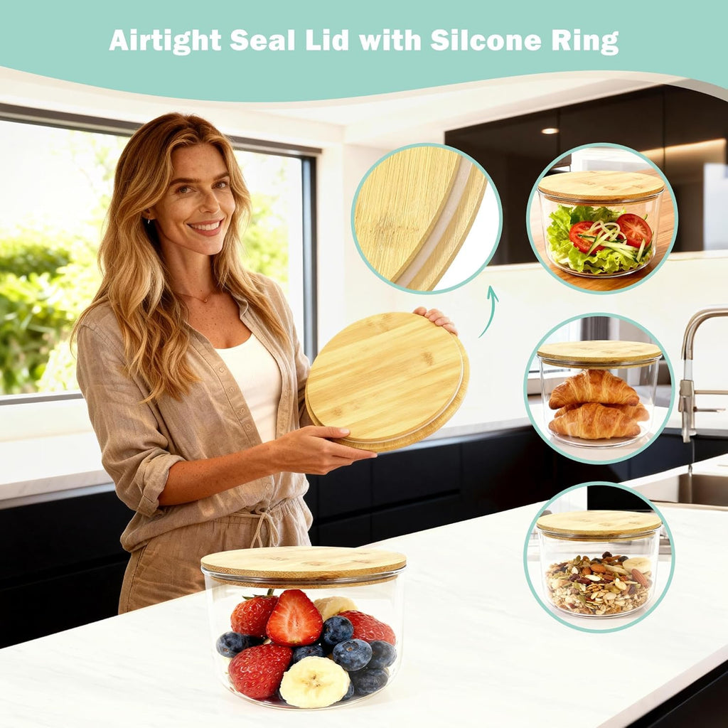 Trifle Bowl with Lids, 135oz Glass Serving Bowls, BPA-Free Borosilicate Salad & Fruit Bowls, Airtight Food Storage Containers, Ideal for Layered Desserts & Holiday Parties