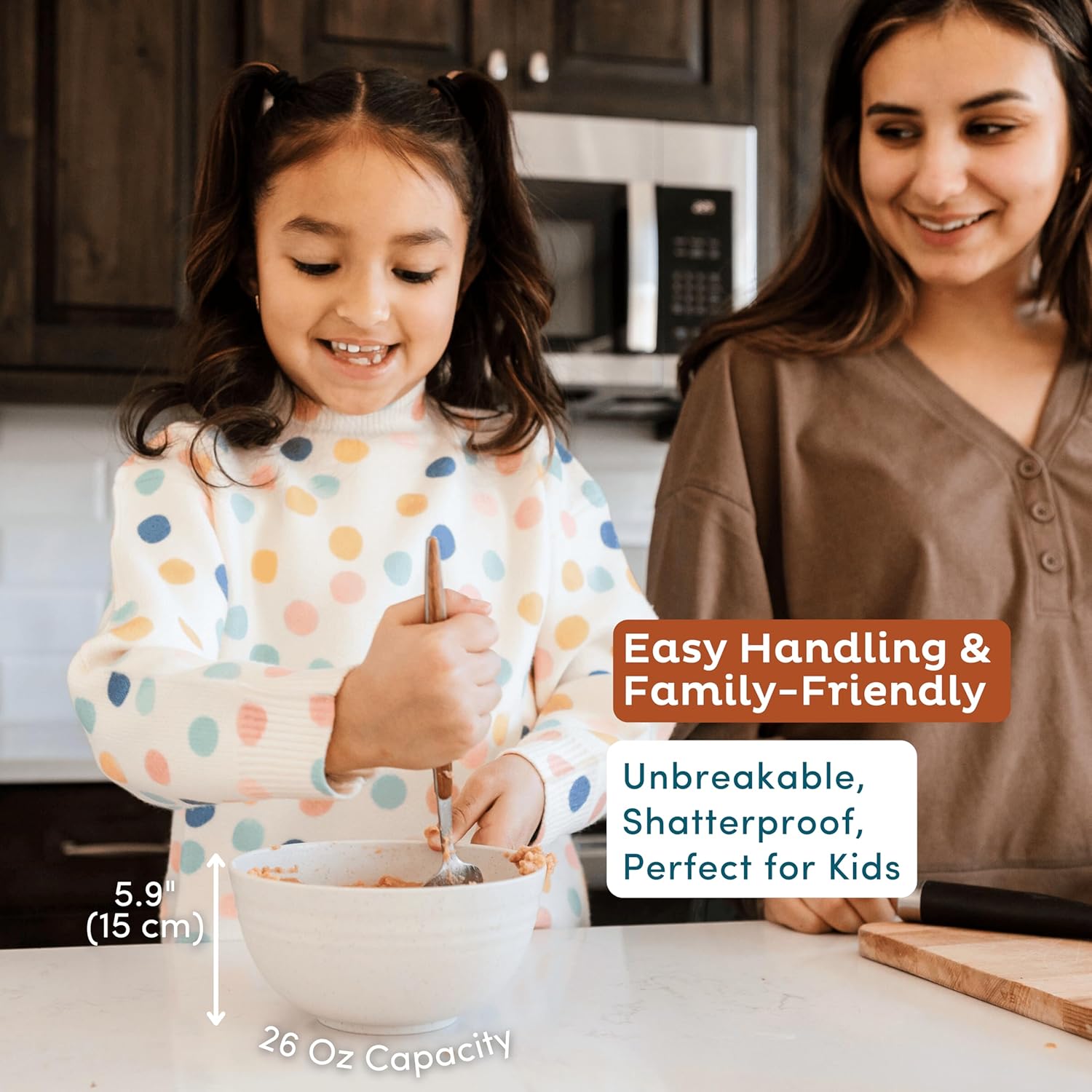 Nook Theory 8-Pack Reusable Wheat Straw Bowls - 26 oz Non Toxic Kids Bowls, Microwave Safe & Dishwasher Safe Cereal and Snack, Unbreakable Dinnerware (Boho)