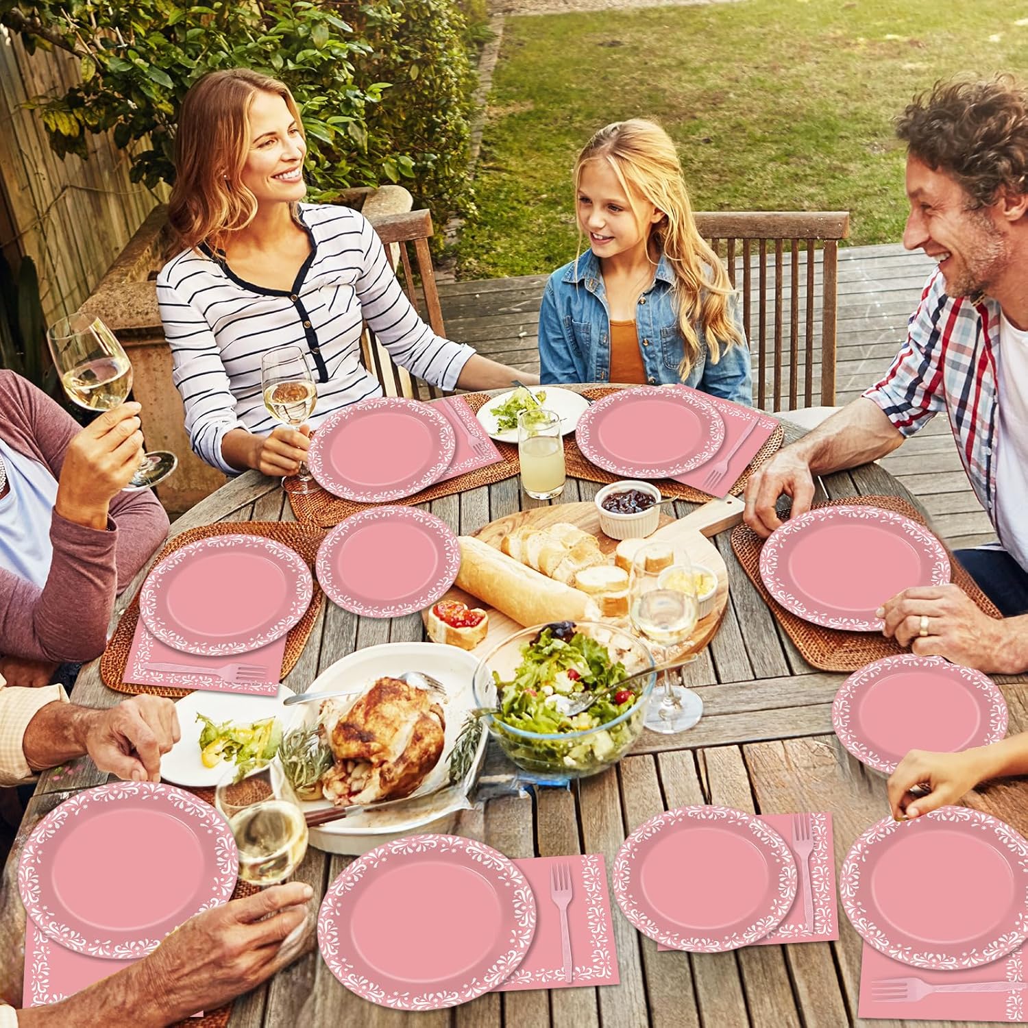 96 Pcs Pink Cielito Party Theme Lindo Decorations Mexican Disposable Plates Mexicanos Baby Shower Decorations Pink Mexican Dinnerware for Baby Shower Wedding Birthday Party Supplies Serves 24 Guests