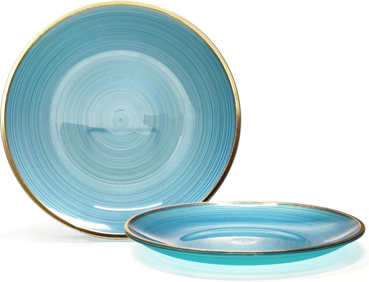" OCCASIONS " 100 Plates Pack,(50 Guests) Premium Wedding Party Disposable Plastic Plates Set -50 x 10'' Dinner + 50 x 7'' Salad/Dessert (Belize in Blue & Gold)