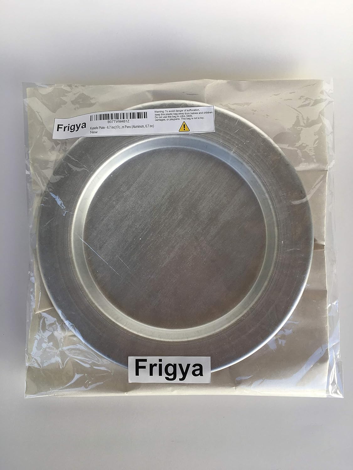 Kunefe Plate Large - Cooking and Serving Plates for Shredded Kadaifi, Phyllo, Fillo Dough Pan/Turkish Dessert Dough Burner - Set of 2 Silver Color Aluminum Pans (Large Serving)