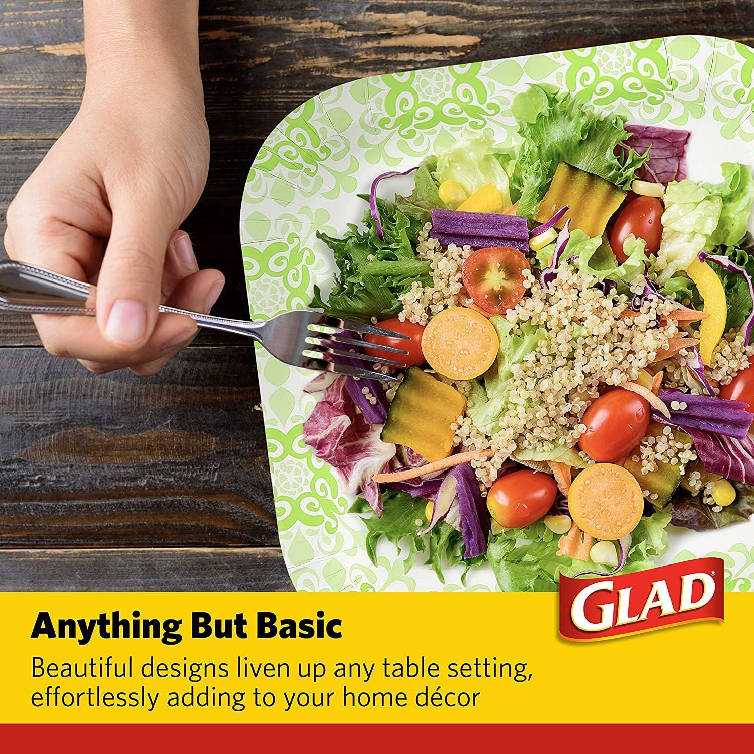 Glad Square Disposable Paper Plates for All Occasions | Soak Proof, Cut Proof, Microwaveable Heavy Duty Disposable Plates | 10" Diameter, 600 Count Bulk Paper Plates