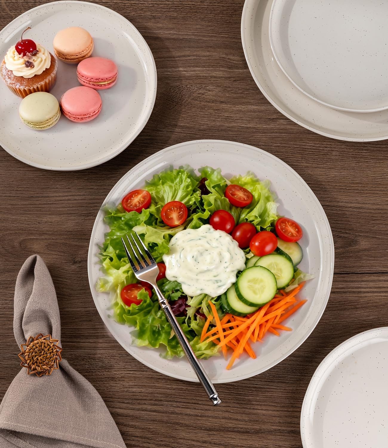 AmorArc Ceramic Appetizer Plates Set of 6, 8.25 Inch Handmade Stoneware Plates set for Dessert, Salad, Appetizer, Dinner, Microwave & Dishwasher Safe, Scratch Resistant