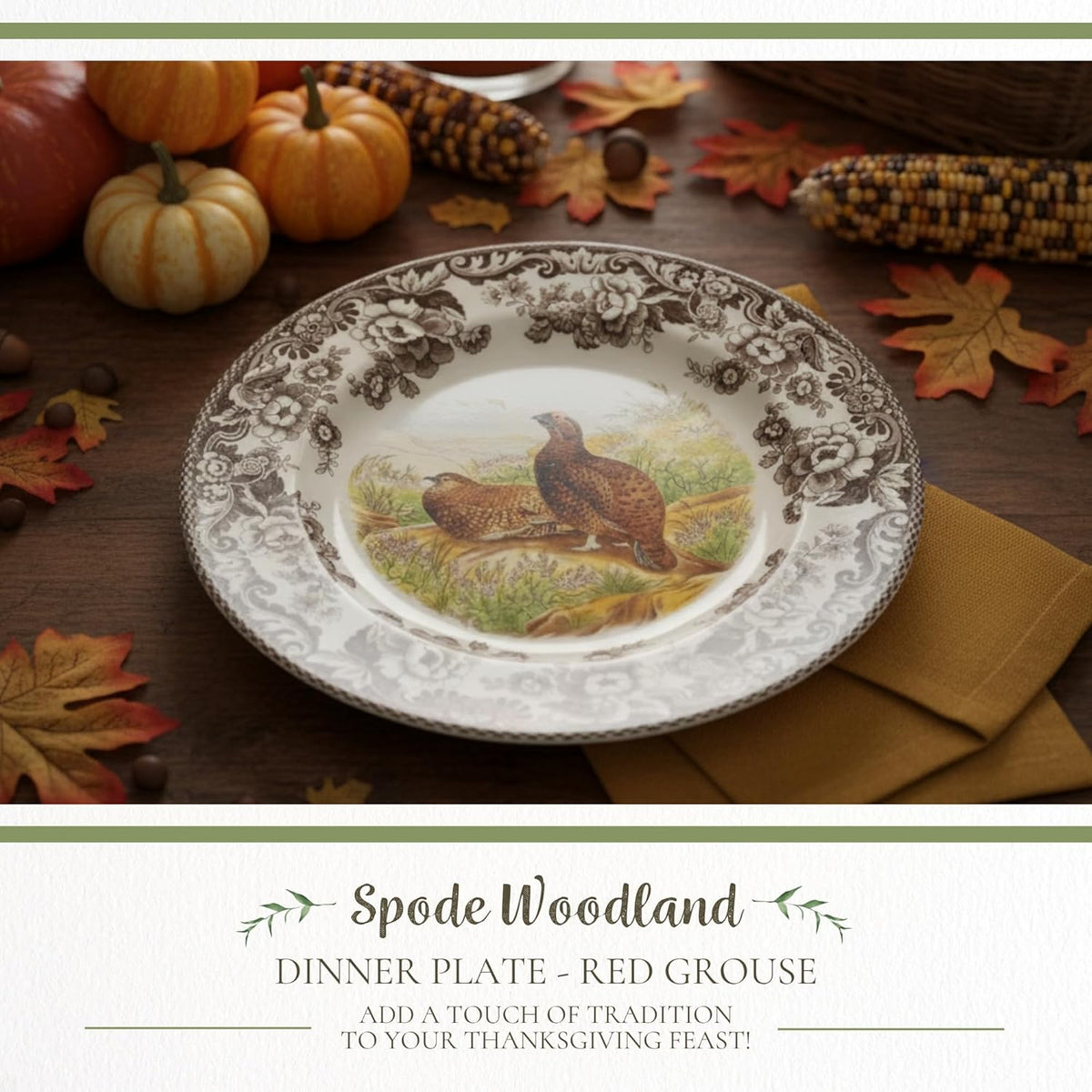 Spode Woodland Red Grouse Dinner Plate - 10.5