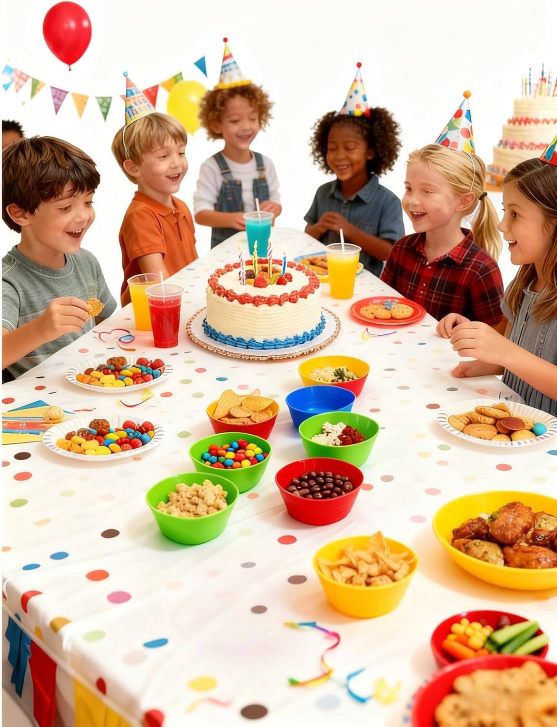 Kid Plastic Bowls 10 oz Reusable Cereal Snack Bowls Microwave Dishwasher Safe Toddler Baby Colorful Soup Bowl,Salad Dessert Soup Supplies,24 Packs 6 Colors