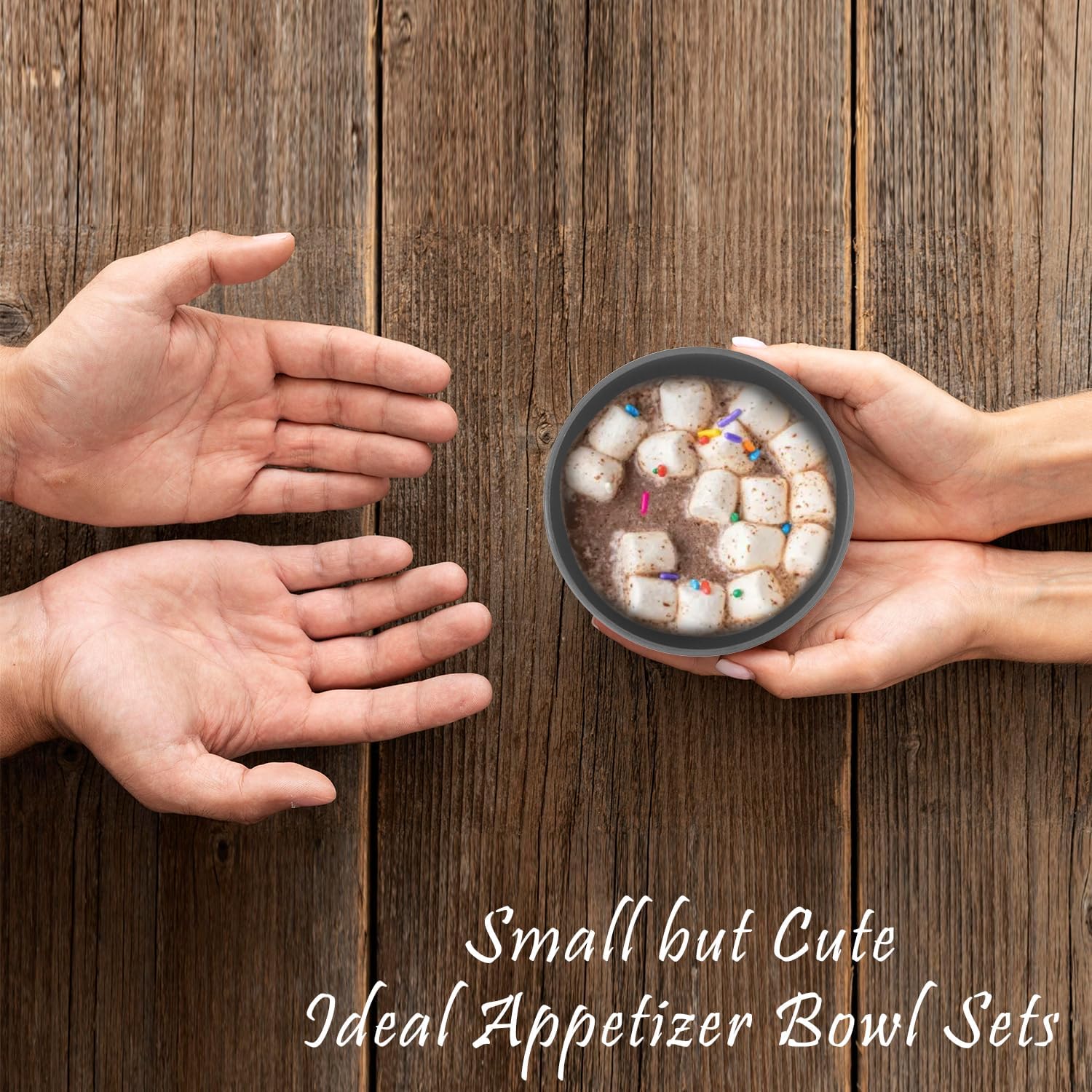 Wrova wheat straw small bowls 10oz set of 8 - Unbreakable Dessert Bowls for kids - Mini Bowl Sets for Ice Cream,Snack and Fruits - Microwave & Dishwasher Safe Appetizer Bowls (Deep Grey)