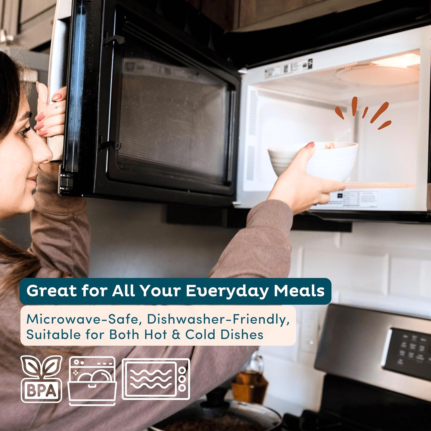 Nook Theory 8-Pack Reusable Wheat Straw Bowls - 26 oz Non Toxic Kids Bowls, Microwave Safe & Dishwasher Safe Cereal and Snack, Unbreakable Dinnerware (Mellow)