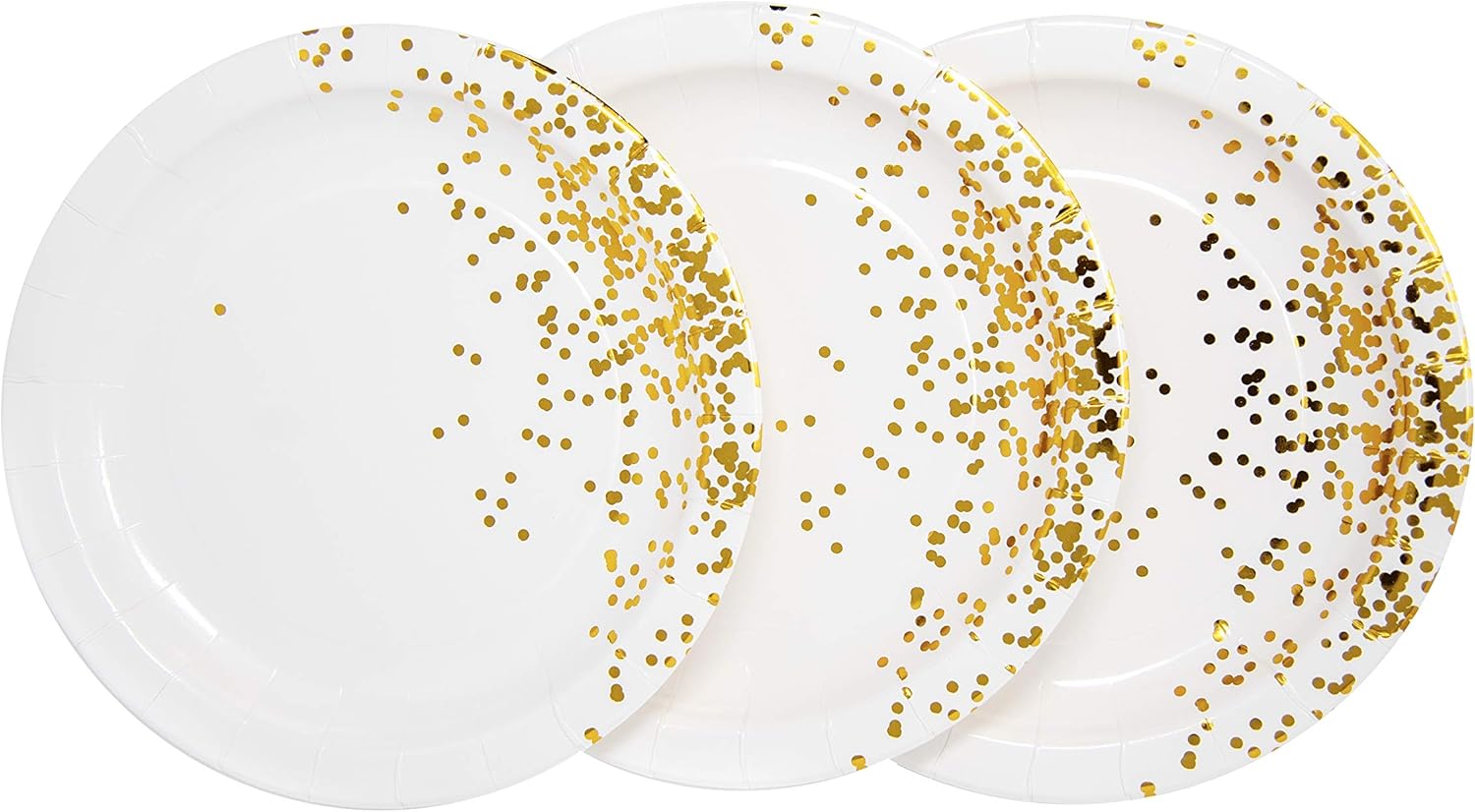 50 Count 7” Inch White and Gold Paper Plates Fancy Paper Plate Dessert Plates New Years Disposable Plates 50th Anniversary Thanksgiving Christmas Holiday