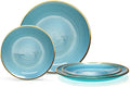 " OCCASIONS " 100 Plates Pack,(50 Guests) Premium Wedding Party Disposable Plastic Plates Set -50 x 10'' Dinner + 50 x 7'' Salad/Dessert (Belize in Blue & Gold)