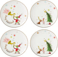 Lenox 894166 Merry Grinchmas 4-Piece Assorted Accent Plate Set, Christmas Drinkware, Holiday Hosting