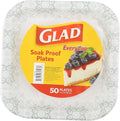 Glad Square Disposable Paper Plates, Grey Victorian Pattern - Strong, Sturdy, Soak Proof, and Microwavable Decorative Plates for Dinner and Everyday Use, 7 Inch, 50 Count