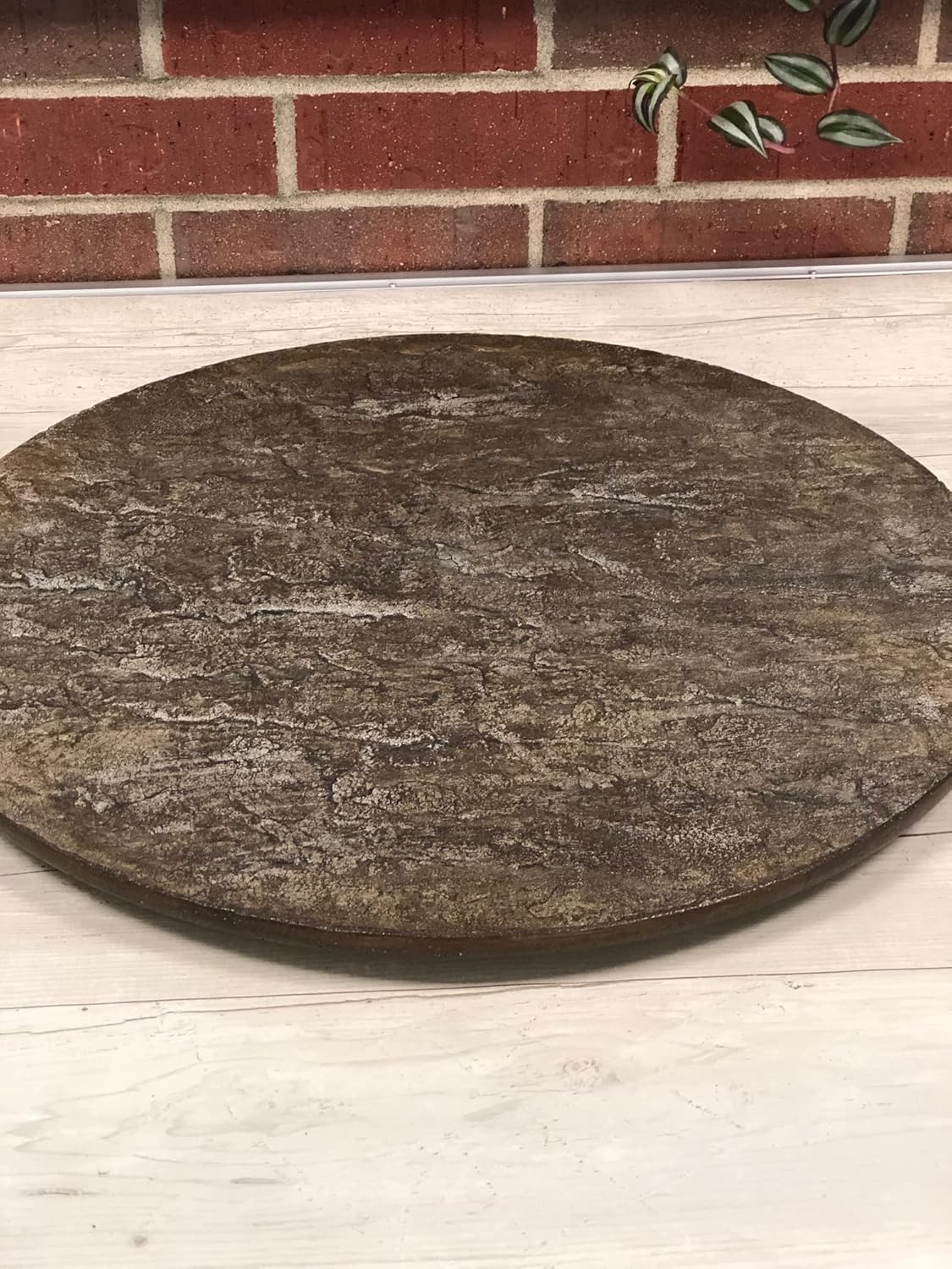 Unique Concrete Lazy Susan, Handcrafted, Made in The USA, Cement Turntable, Home-Decor (Fieldstone Brown, 24")