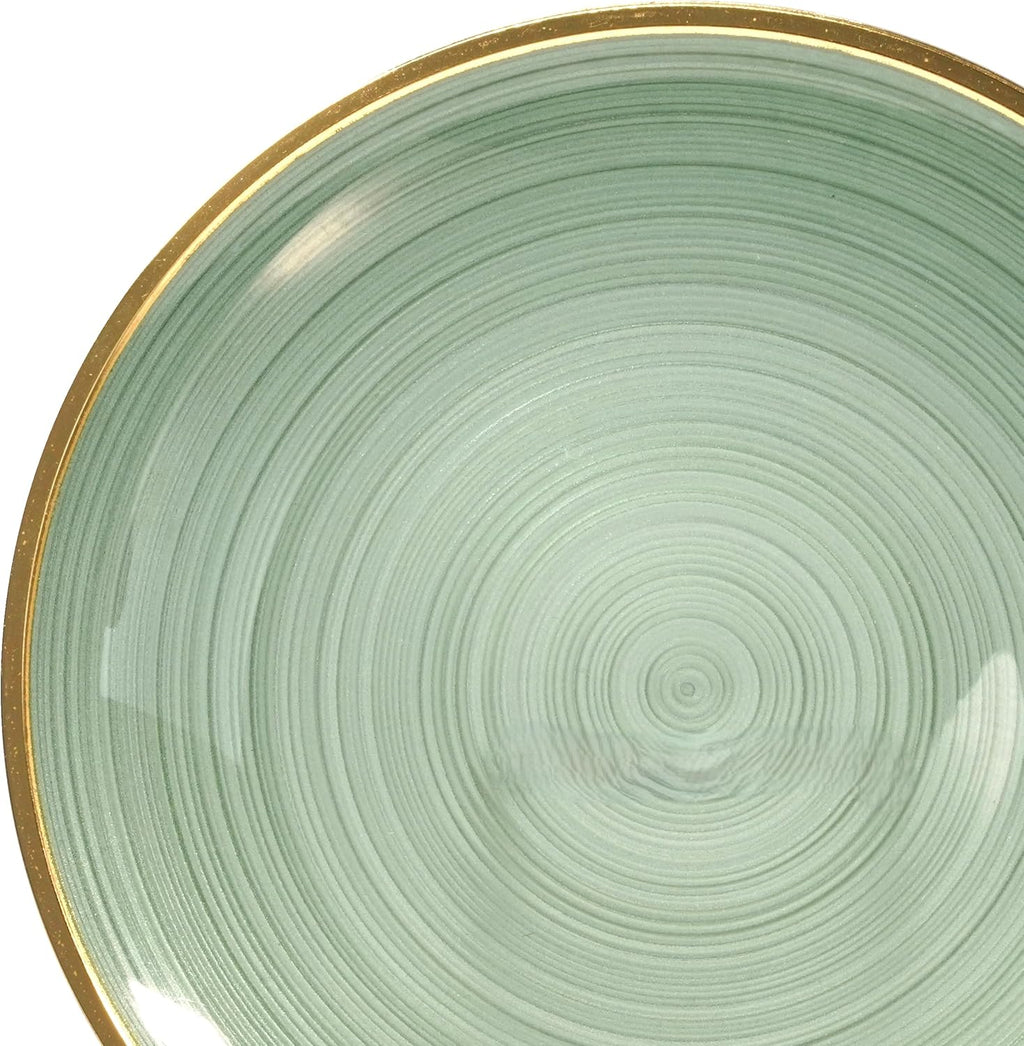 " OCCASIONS " 100 Plates Pack,(50 Guests) Premium Wedding Party Disposable Plastic Plates Set -50 x 10'' Dinner + 50 x 7'' Salad/Dessert (Belize in Green & Gold)