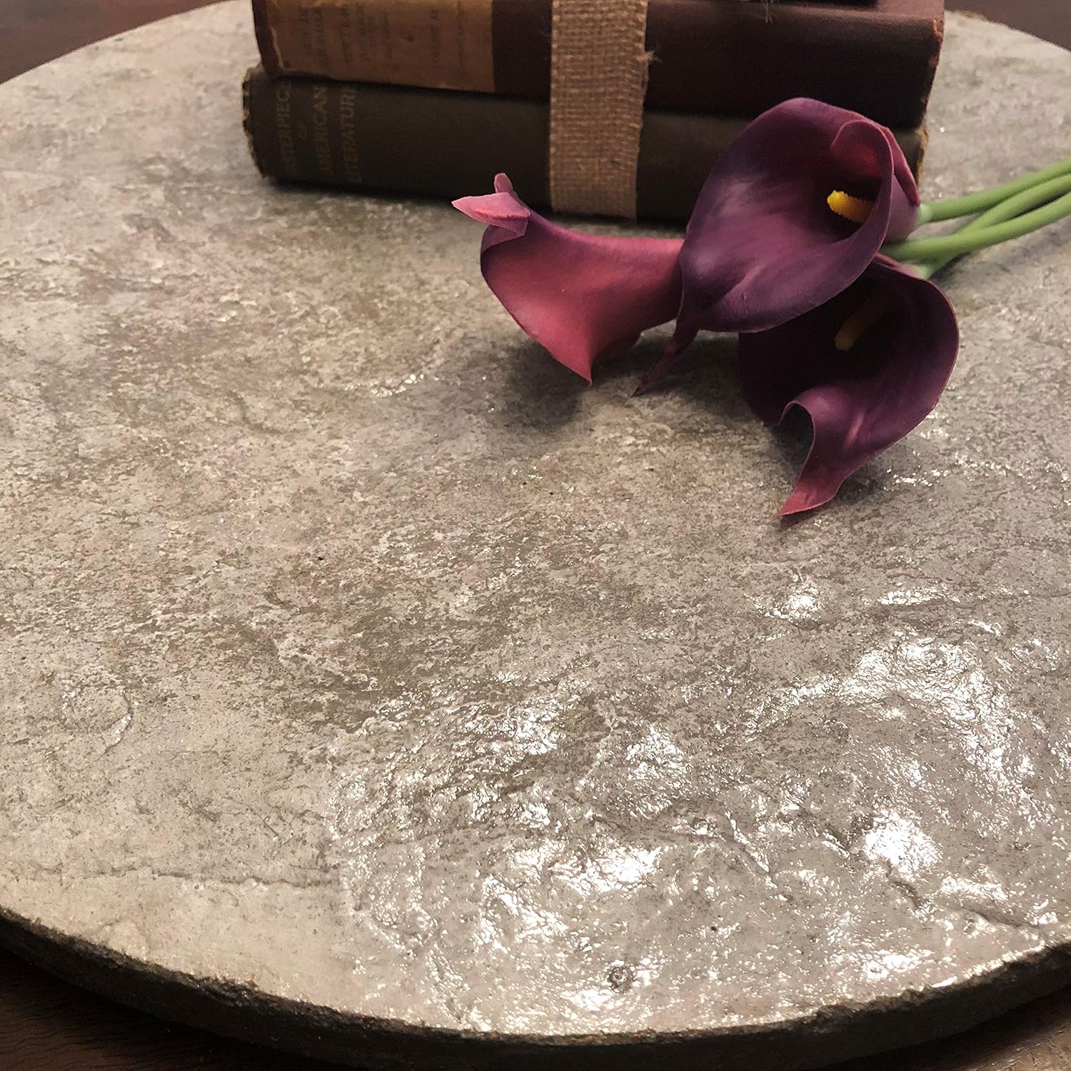 Concrete Cement Lazy Susan Unique, Hand Crafted, Gray, Turntable, 360 Degree Swivel, Made in The USA, Home Decor by Concrete Resurrection 15" Diameter