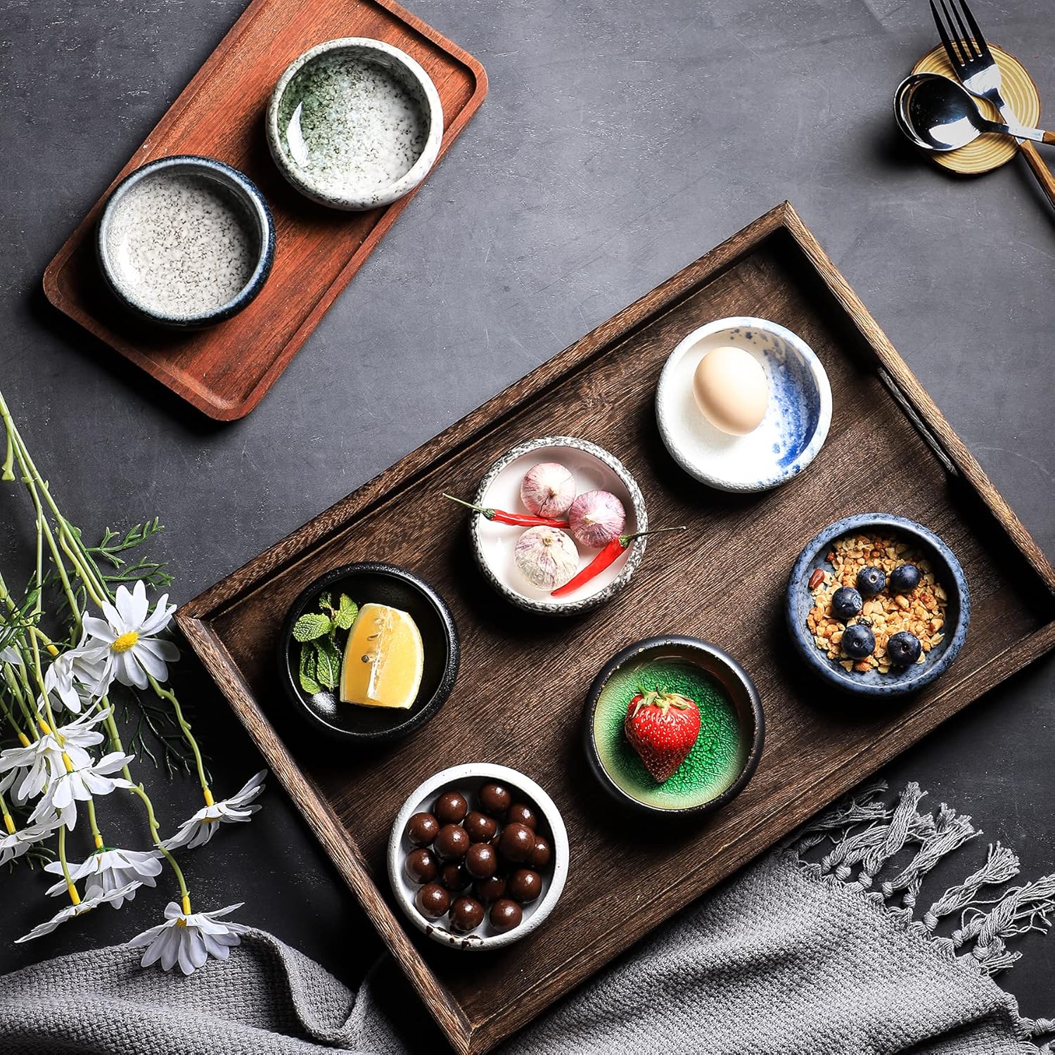 Uaral Soy Sauce Bowls Dipping Sauce Dish Ceramic Pinch bowl Japanese Dishes 3.75 Inch Set of 6 (Emerald Green)